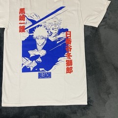 Bleach Anime Men’s White Blue And Red Graphic T-shirt, Size Small