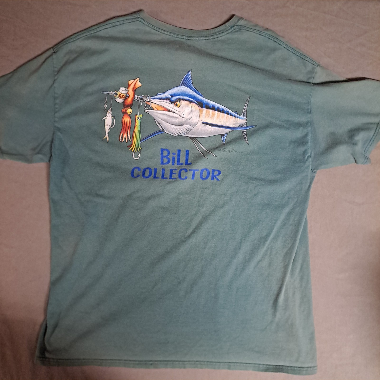 AFTCO BLUEWATER T SHIRT MENS XL GREEN POCKET SWORS FISH SHORT SLEEVE gallery