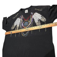 Vintage Tennessee River Feather Graphic Tee Womens XXL USA Boho Western Glitter