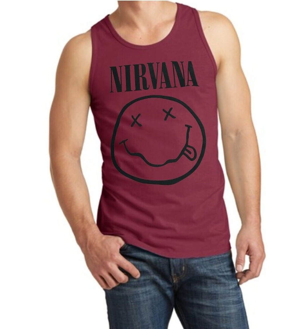 Nirvana Smile Rock Band Black Tank Top Men's Sizes gallery