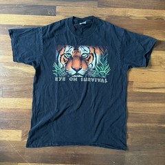 Vintage 90s Anvil Tiger T-Shirt Mens L Eye On Survival Jungle Single Stitch