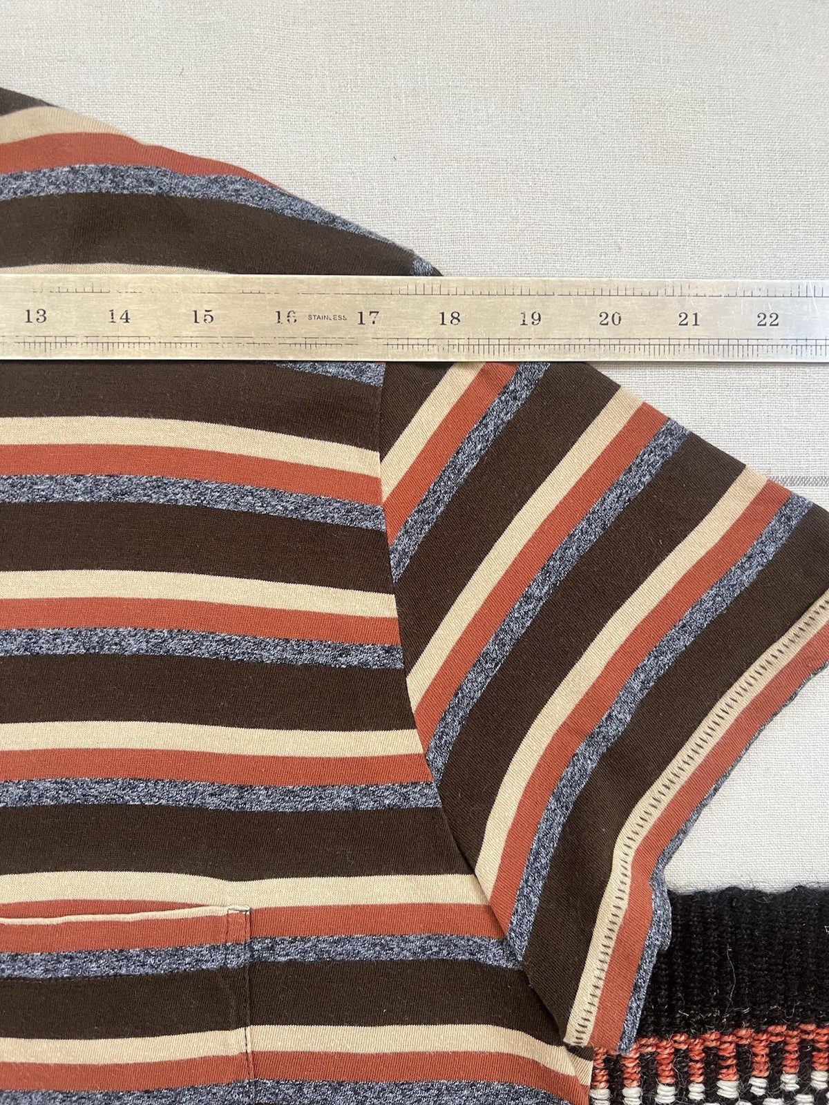 Levis LVC T-Shirt L Stripe 60s Casuals Brown Grey Vintage Clothing Single Stitch gallery