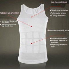 Men Slim Shirt Body Slimming Tummy Shaper Control Belly Underwear Vest Girdle US