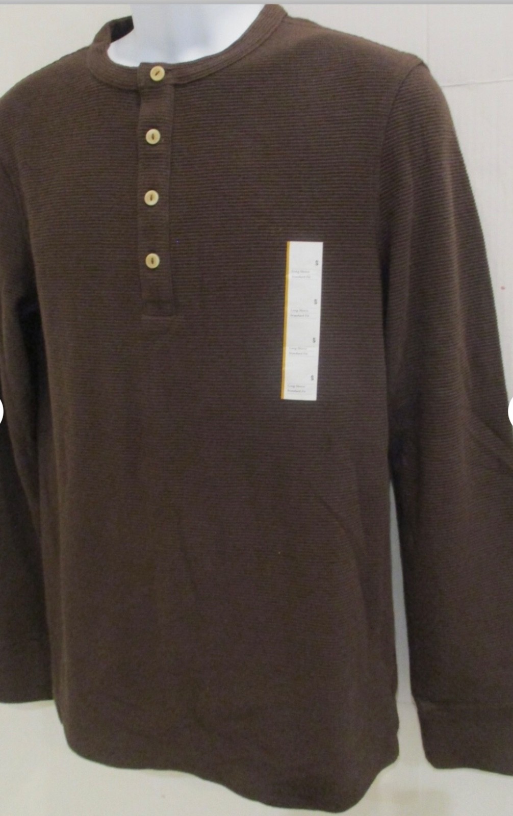 Men’s Ribbed Thermal Henley Long Sleeve Shirt Goodfellow & Co Gray Choose Size gallery