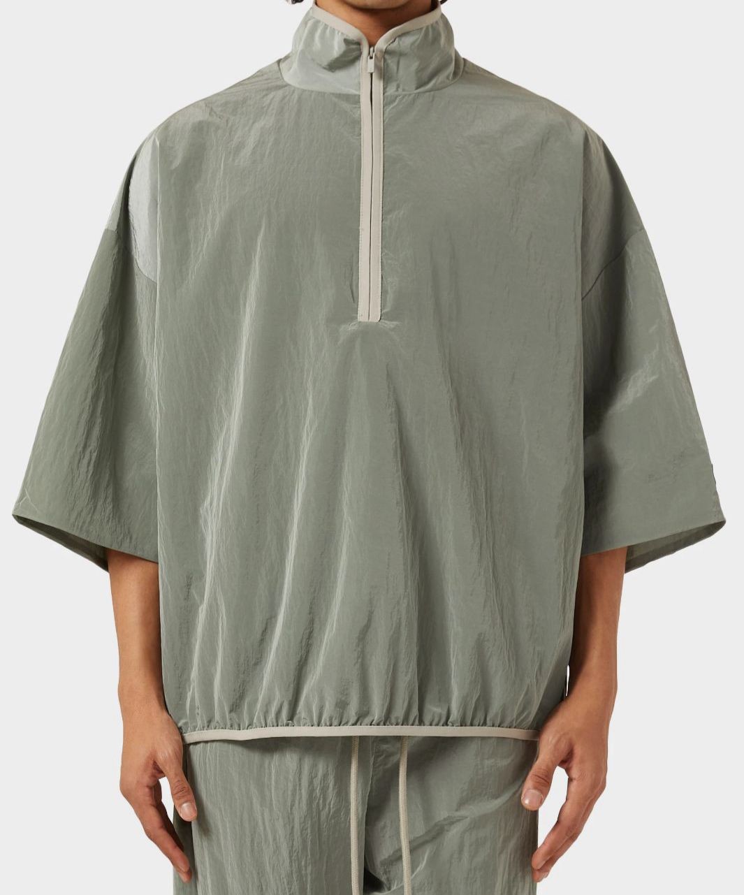 Fear Of God Essentials Men's Green Half-zip Mockneck Shirt Size XL gallery