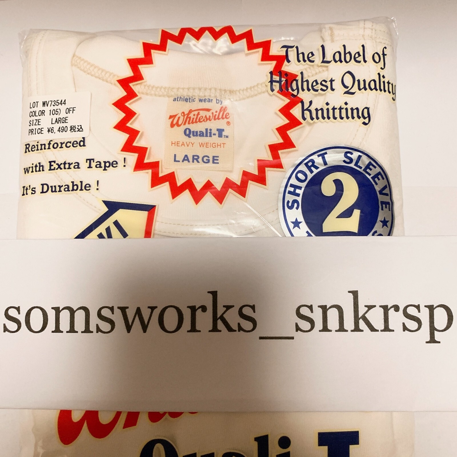 Whitesville WV73544 2-PACK T-SHIRT OFF-WHITE Size L Men's unused Made in Japan gallery