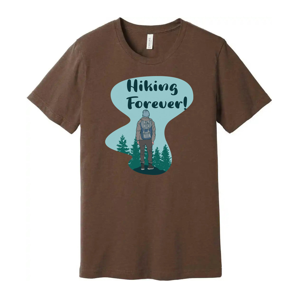 Unisex Hiking Forever Graphic T Shirt With Backpacker And Forest Scene Artwork F gallery
