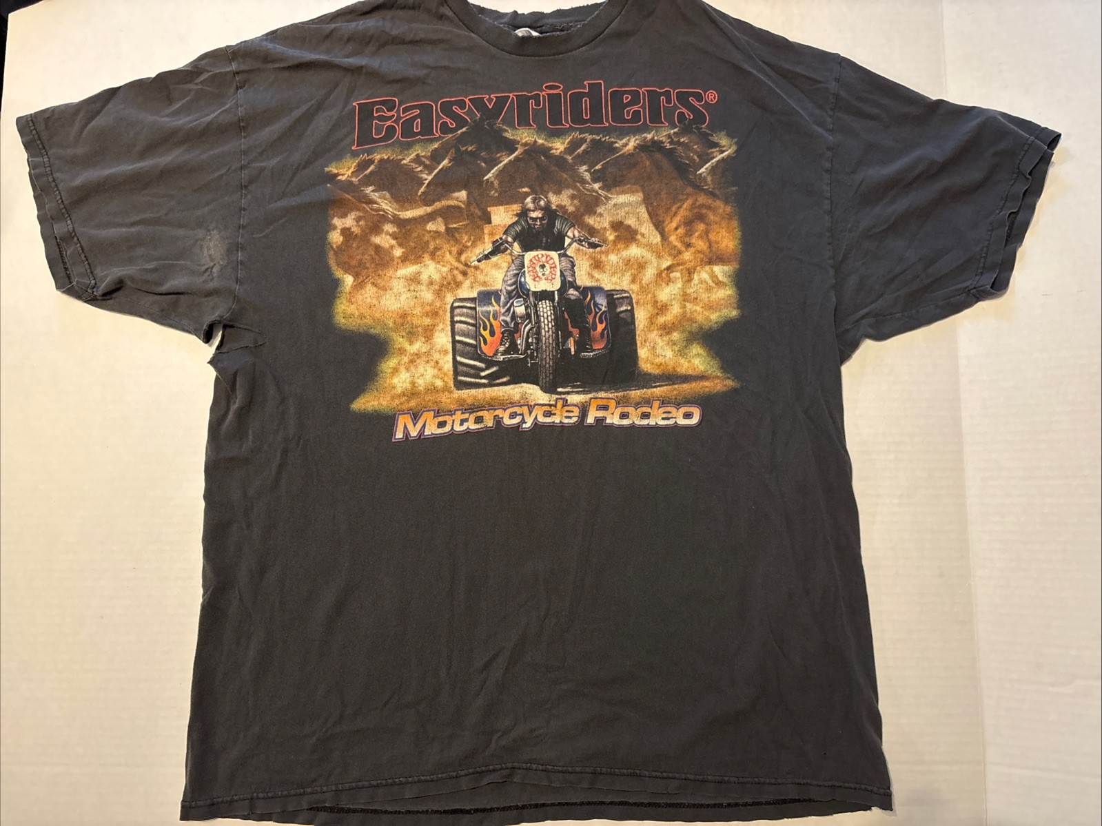 Vintage Easyriders Graphic Tee Mens 2XL Biker Shirt 2003 Rodeo Horses See Pics gallery