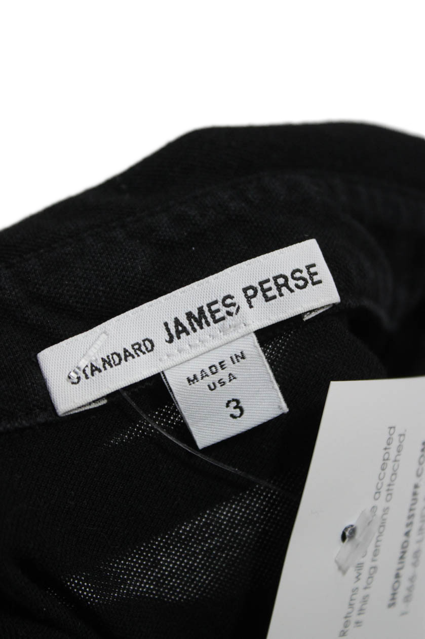 Standard James Perse Mens Polo Shirt Black Short Sleeve Cotton Size 3 gallery