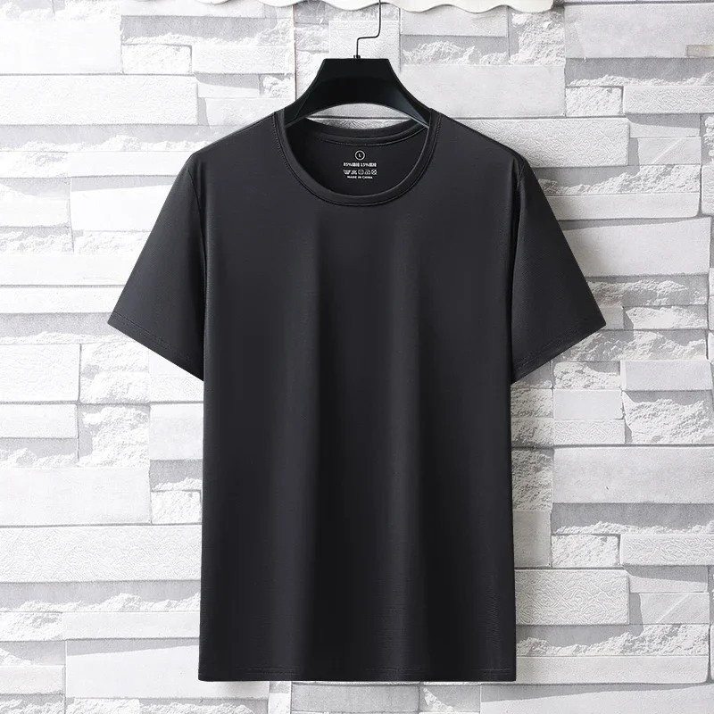 Summer New Ice Silk Men’s High Elastic Sports Casual T-shirt Cool Breathable Swe