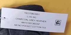 Athletic Works Men’s Grey Heather Color Cotton Tee Large size, pack of 2