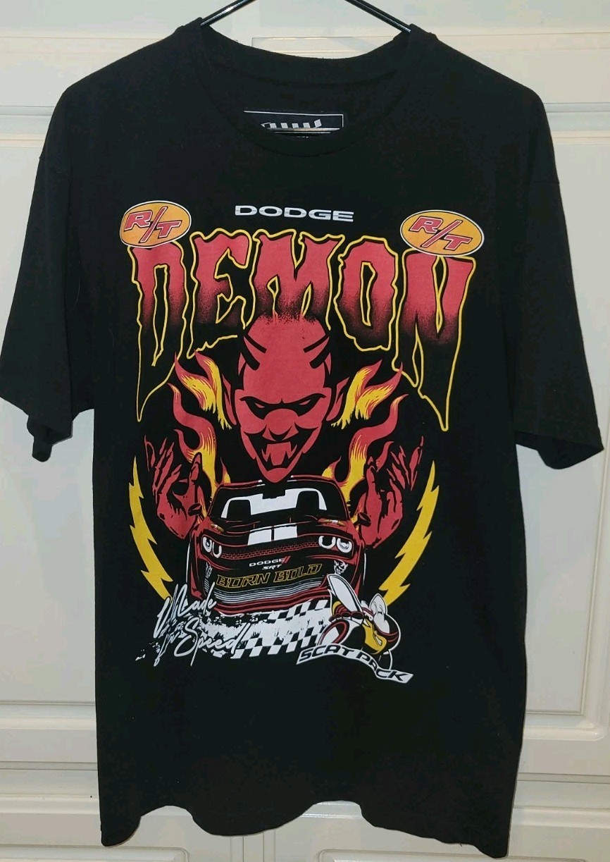 Dodge Demon Scat Pack RT Large Black x Reason T Shirt Limited Edition Born Bold