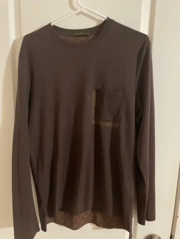 Louis Vuitton Damier Pocket Long-Sleeve Tee - Brown, Excellent Condition gallery