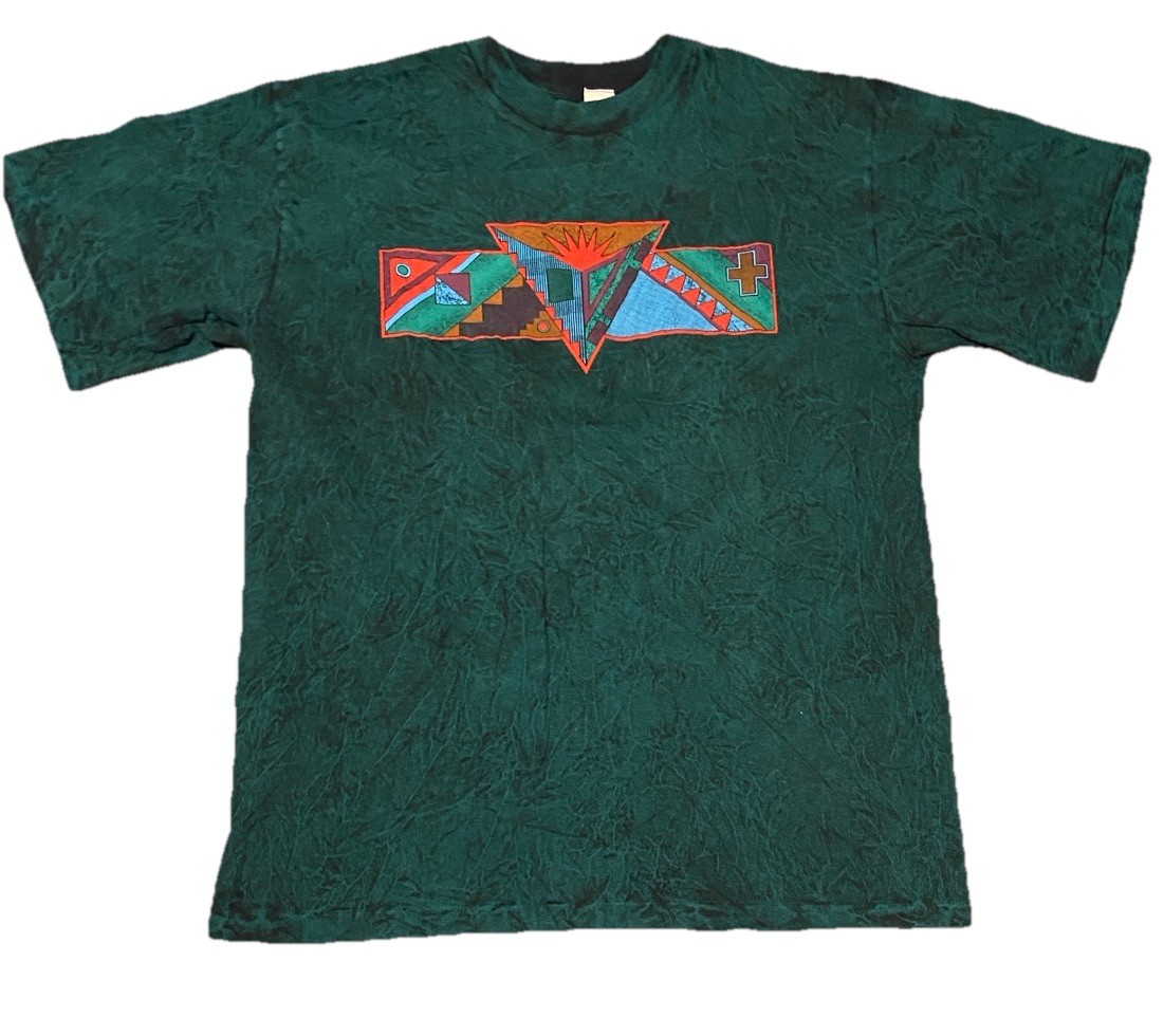Vintage Southwestern Art T-Shirt Stone Acid Washed Green 90’s Adult Large