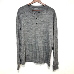 J. Crew Henley Shirt Long Sleeve Marled Gray Pullover Casual Basic Mens Large