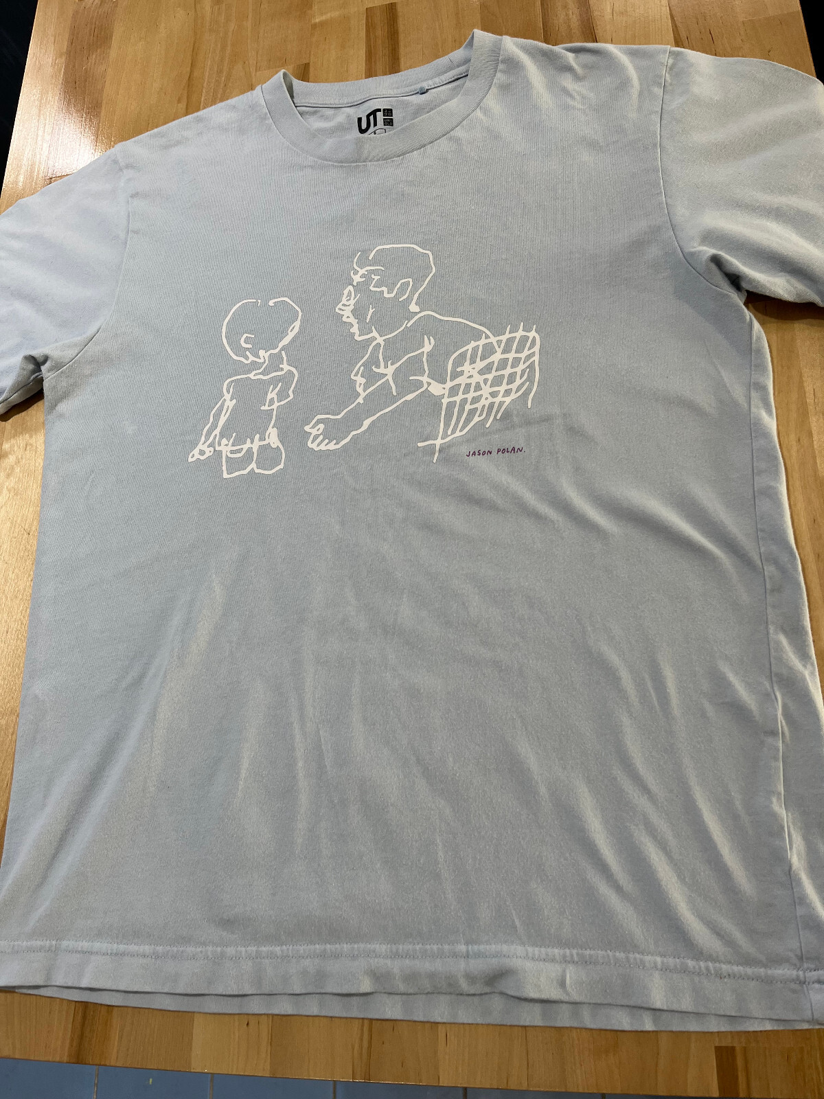 UT Uniqlo X Jason Polan Dad & Son Graphics Light Blue Tshirt – Men’s Sz S