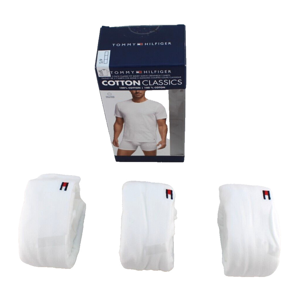 TOMMY HILFIGER Size S 34-36 White Color 3-Pk Classic Crew Neck T-shirts MSRP $42 gallery