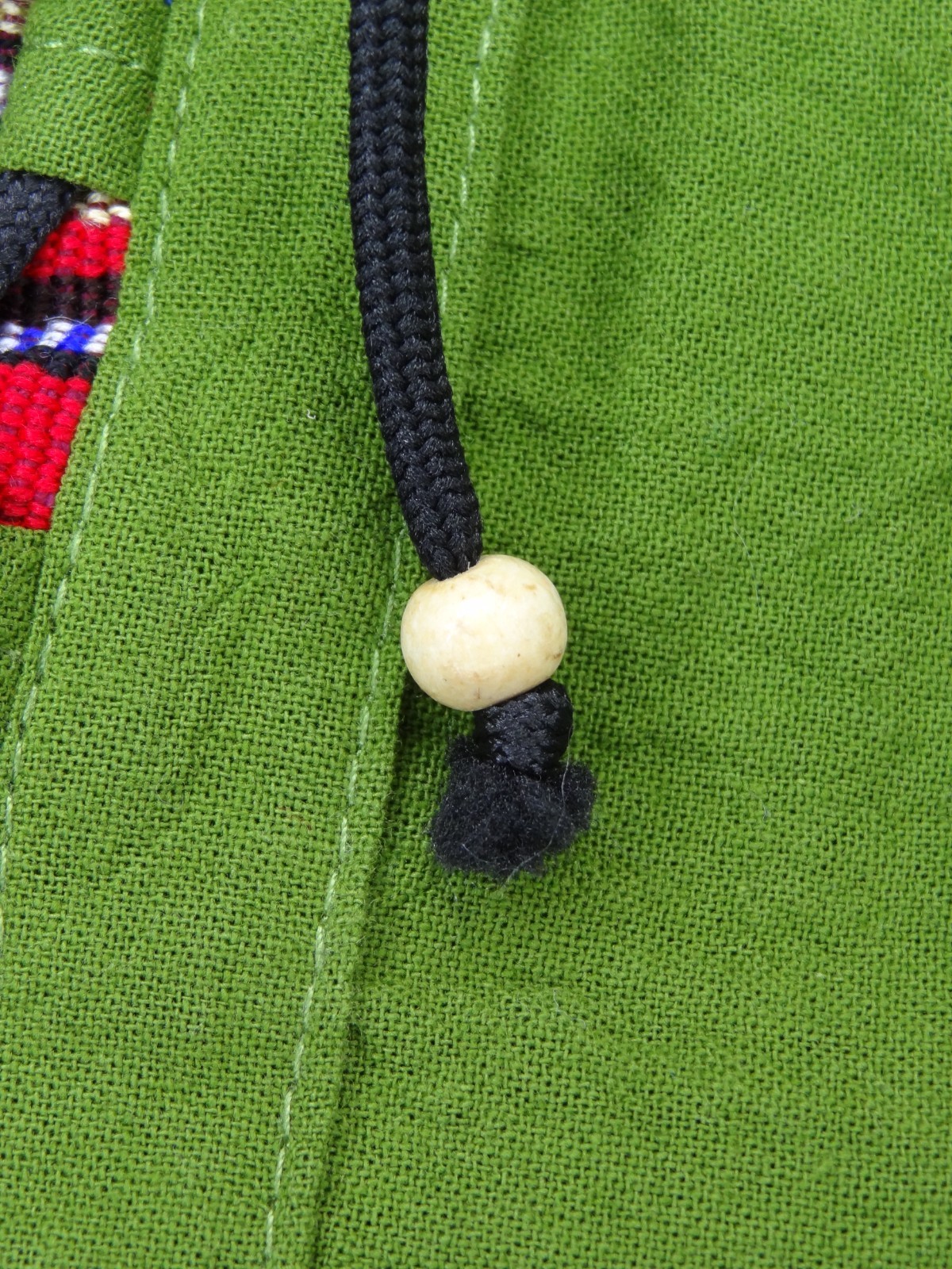 Artisanal Guatemalan Colorful Trim Shirt Green Cotton Mayan Men's M / Women's L gallery