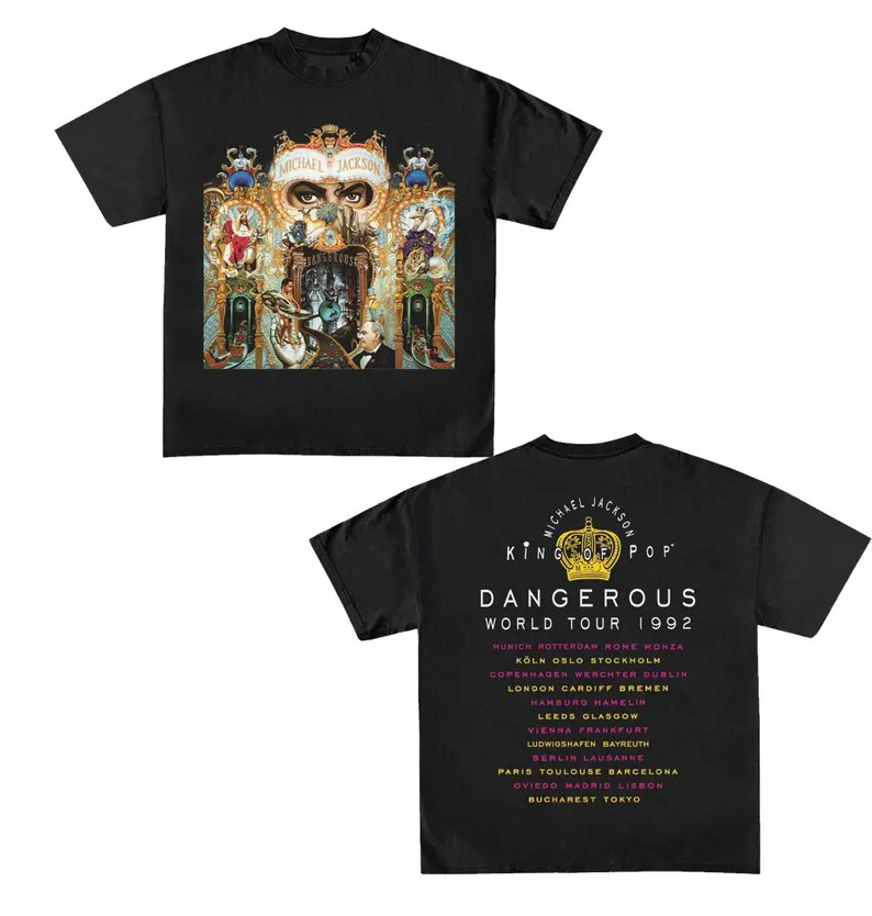 Michael Jackson Dangerous World Tour Double Sided Vintage Pop Graphic T Shirt