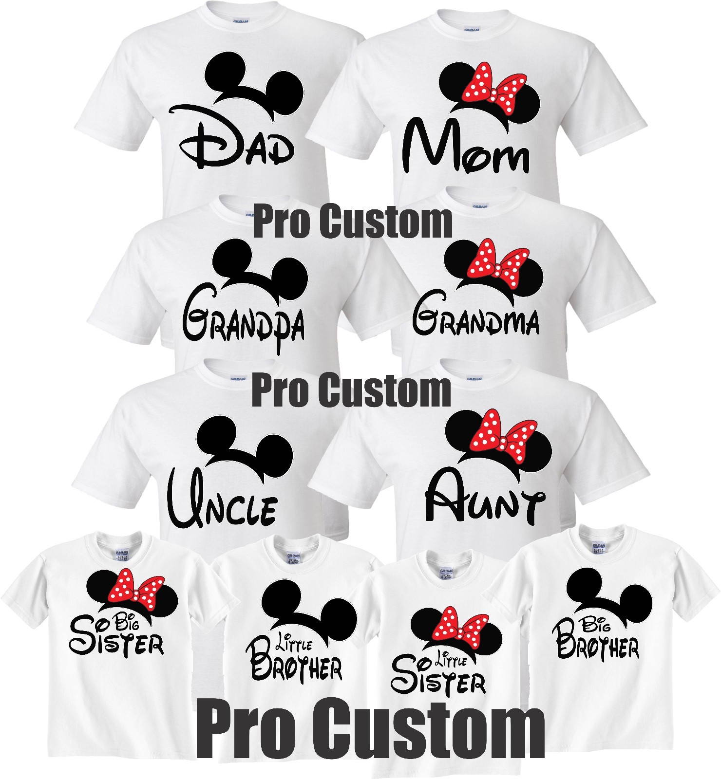 Mom And Dad Family Mickey Minnie Head Disney Birthday Customized WHITE T-Shirts gallery