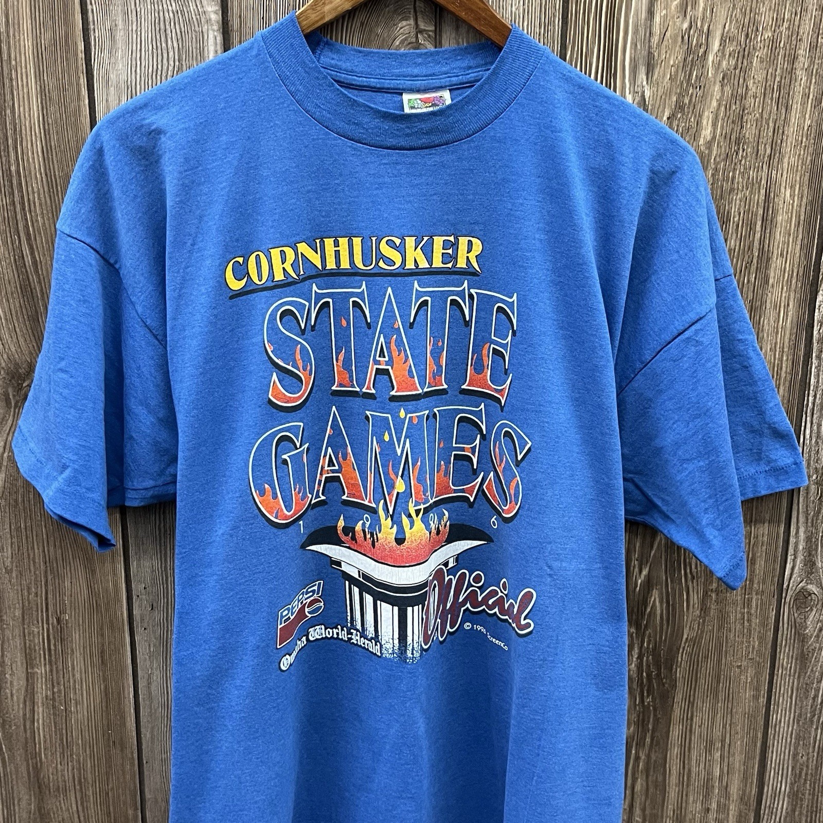 Vintage Cornhusker State Games Nebraska Graphic Tee Shirt 90s Blue Mens XXL 2XL gallery