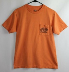 Uniqlo Keith Hering 100% Cotton Embroidered Pocket Orange T-Shirt Adult Size XS