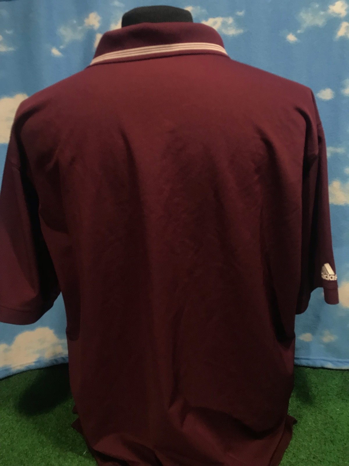 Ford Polo Golf shirt ClimaLite XL Red Burgundy Adidas Buttons C44 gallery