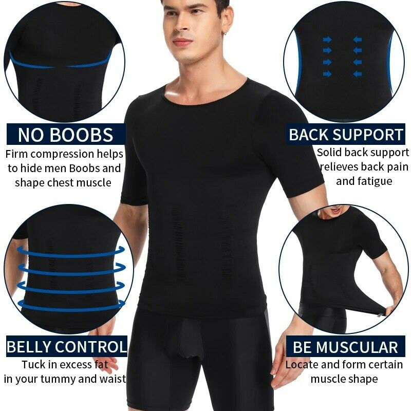 Men Crewneck Pullover T-Shirt Compression Shaper Tummy Control Slimming Tank Top gallery