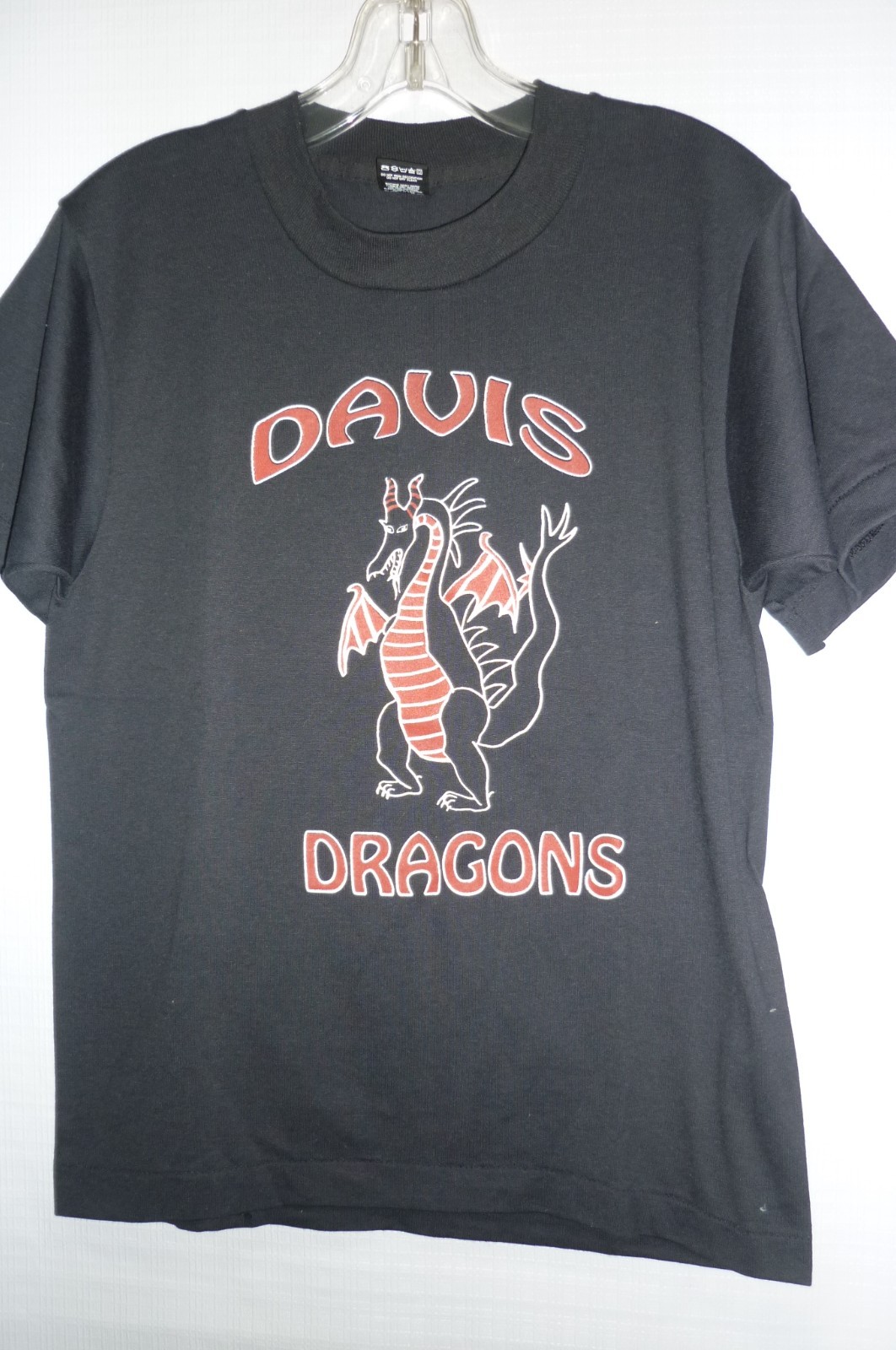 SCREEN STARS BEST VINTAGE T SHIRT USA ” DAVIS DRAGONS ” BLACK