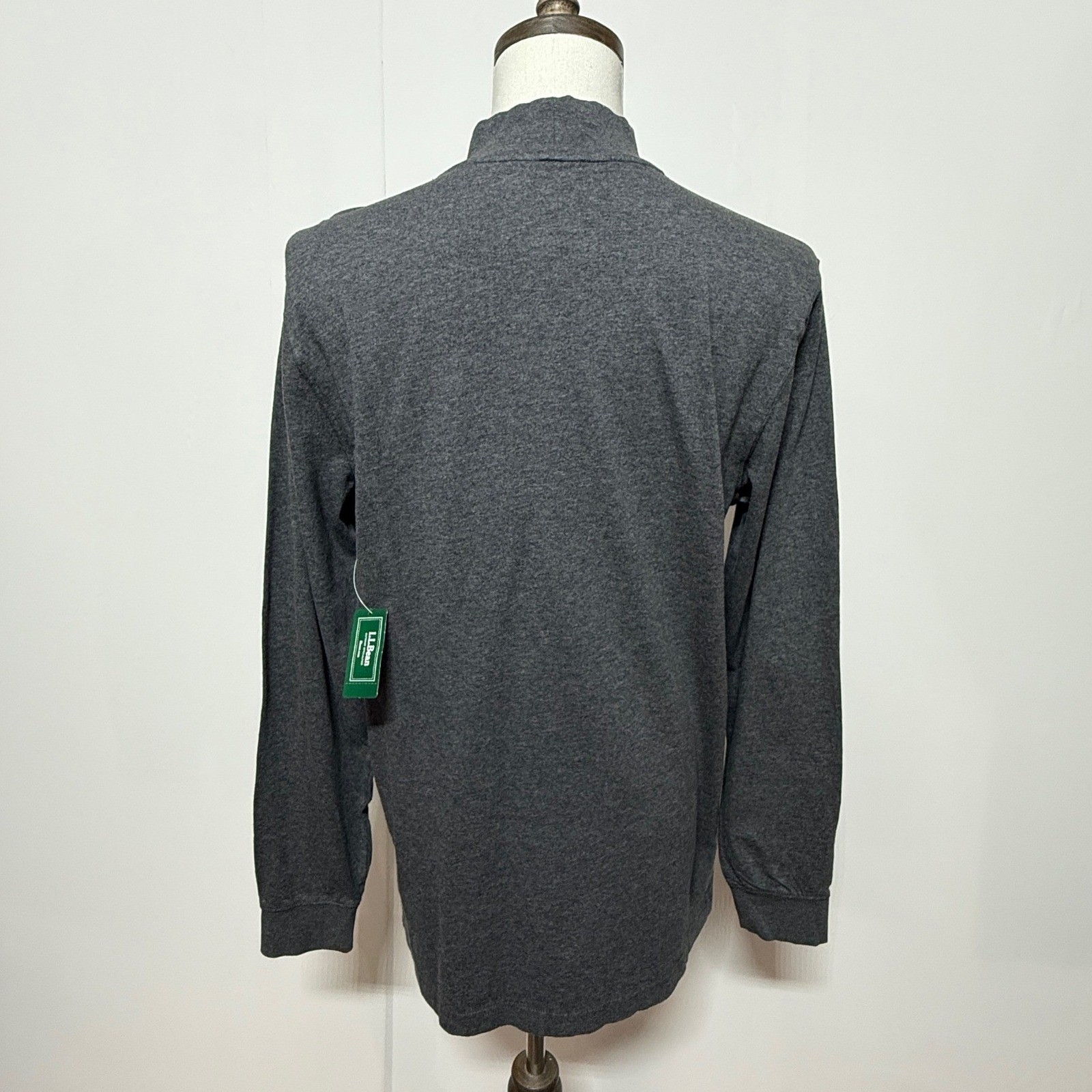 L.L. Bean Shirt Men Medium Tall Gray Long Sleeve Unshrinkable Mock Neck NEW gallery