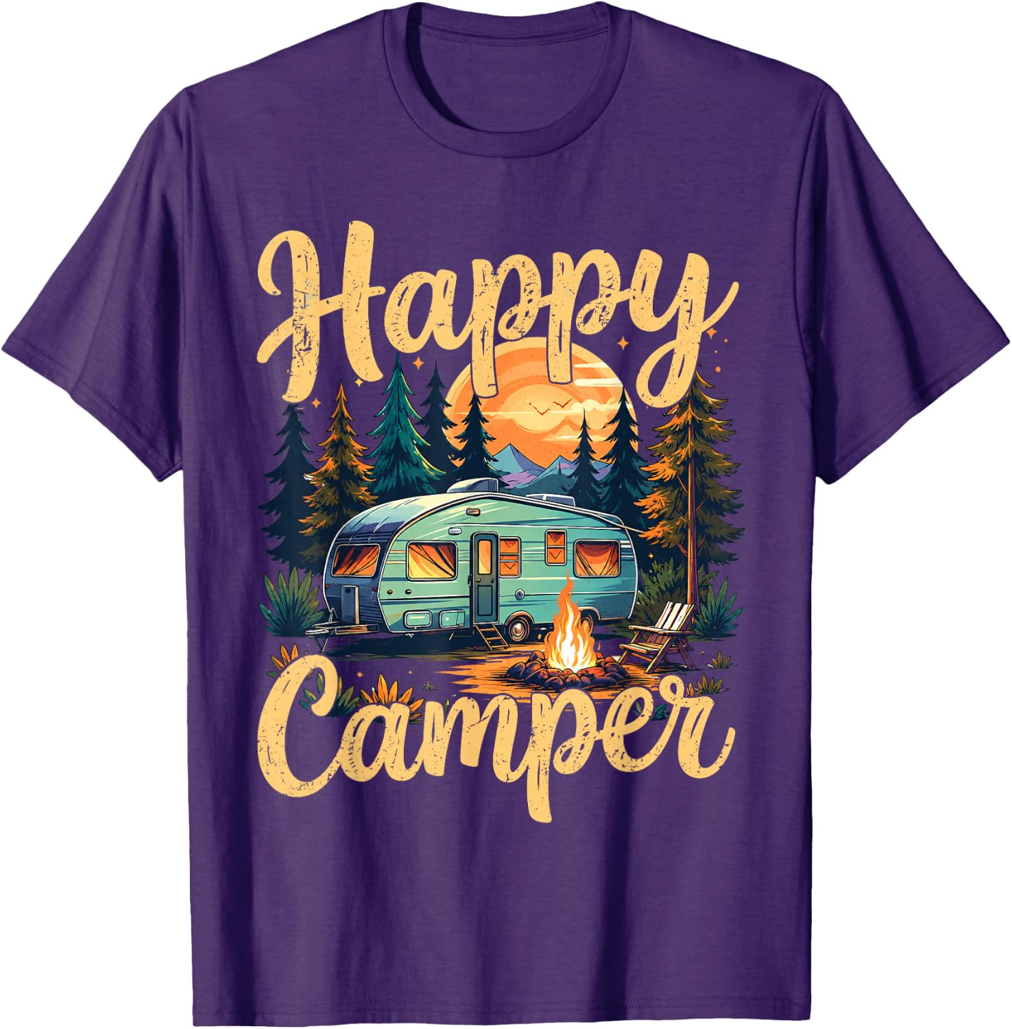 Happy Camper Funny Camping Campfire Toddler Boy Men Women T-Shirt gallery