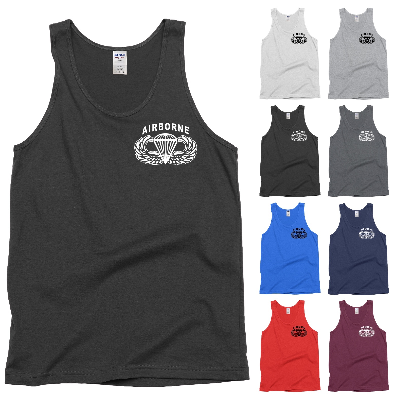Airborne US Paratrooper Tank Top Army Jump Wings Parachutist Badge Shirt NEW gallery
