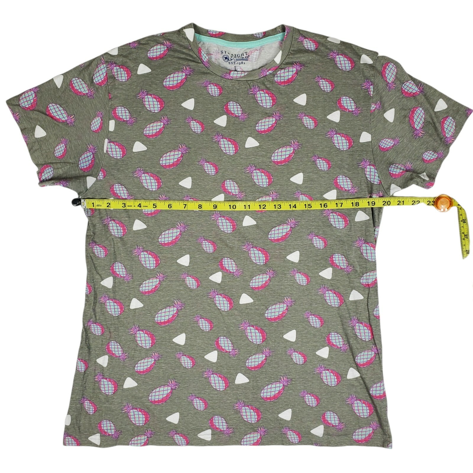 Straight Faded Mens T Shirt Sz L Gray Pineapple Graphic All Over Short Sleeve gallery