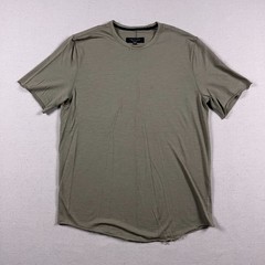 Rag & Bone T Shirt Mens Large 0 Wool Olive Green Raw Hems