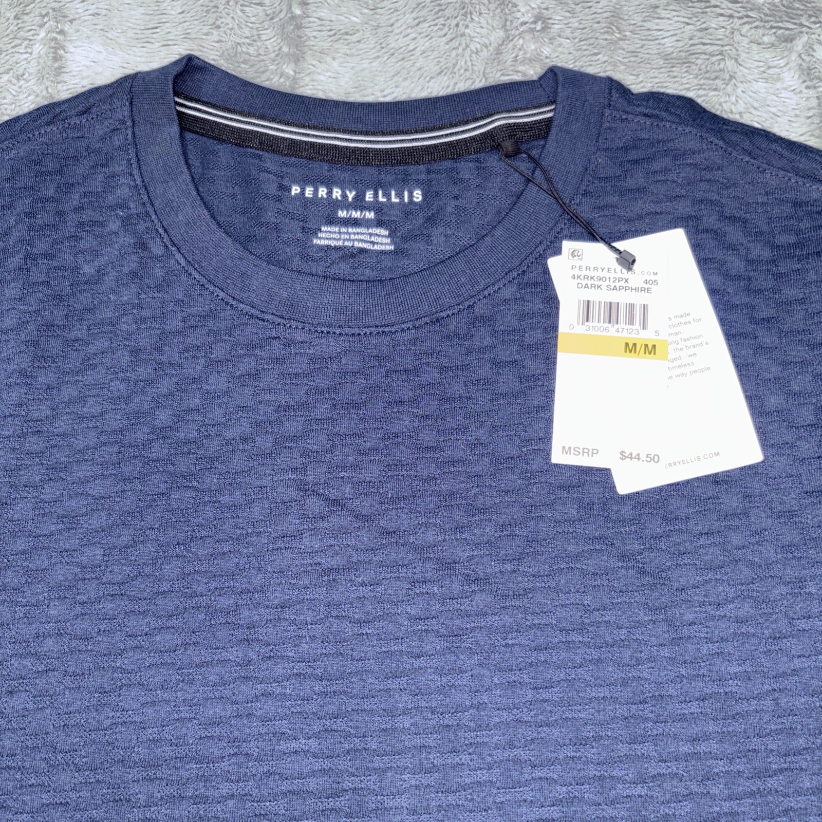 Perry Ellis T-Shirt Men's Medium M Short Sleeve Crew Neck NWT Sapphire Blue gallery