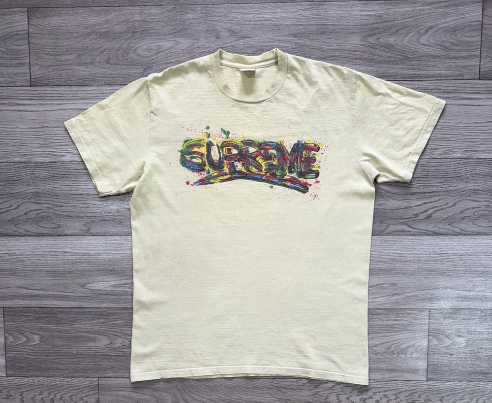 Supreme Paint Smeared Logo Short Sleeve T-Shirt Size Mens Medium
