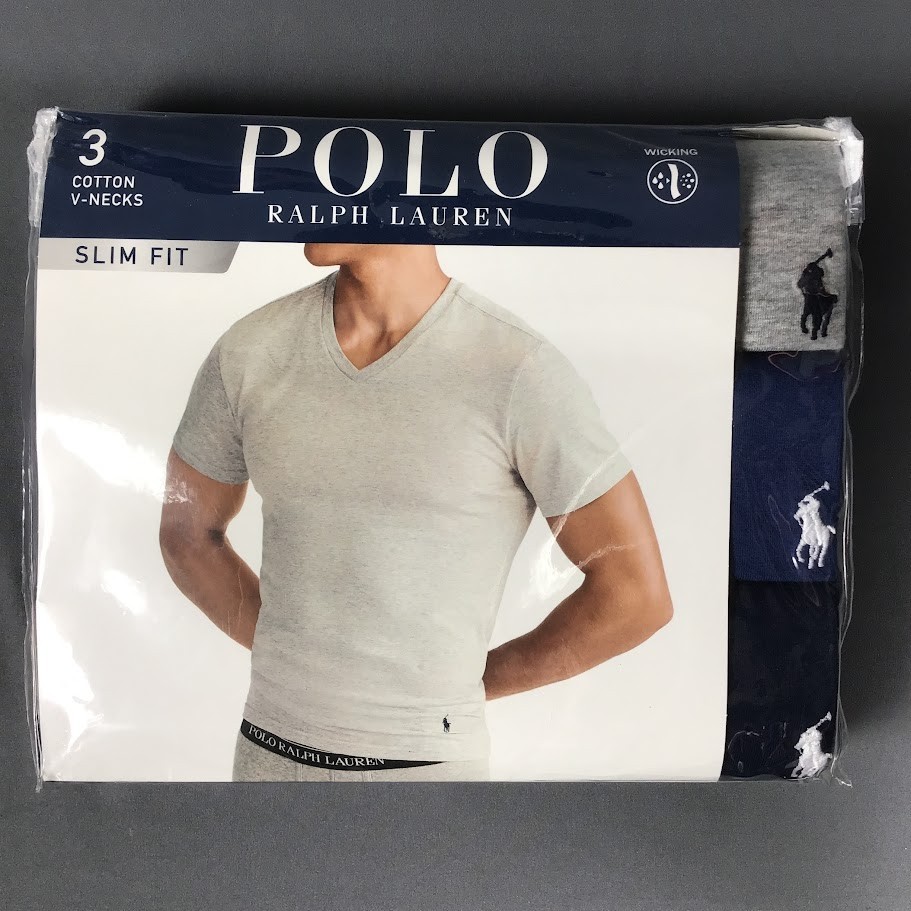 POLO RALPH LAUREN Men’s Slim Fit Cotton V-Neck Undershirt T-Shirt 3-Pack gallery