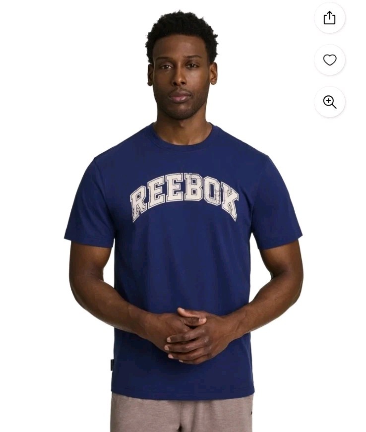 New Reebok Men's Blue Spellout Short Sleeve Graphic Print T-Shirt Sz XL gallery