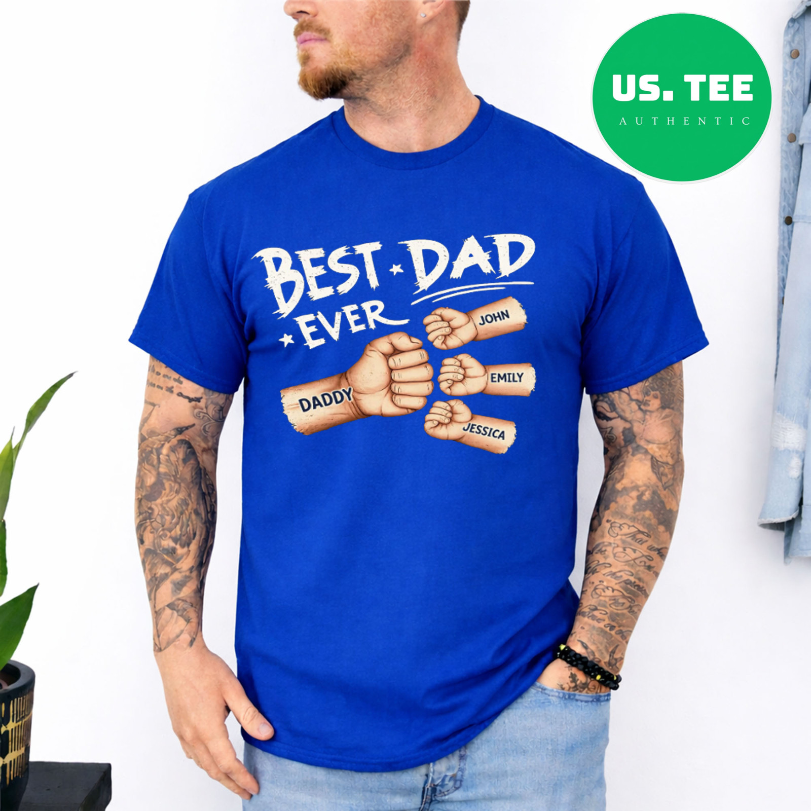 Personalized Father's Day T-Shirt Custom Kids Names Dad Gift Tee for Father gallery