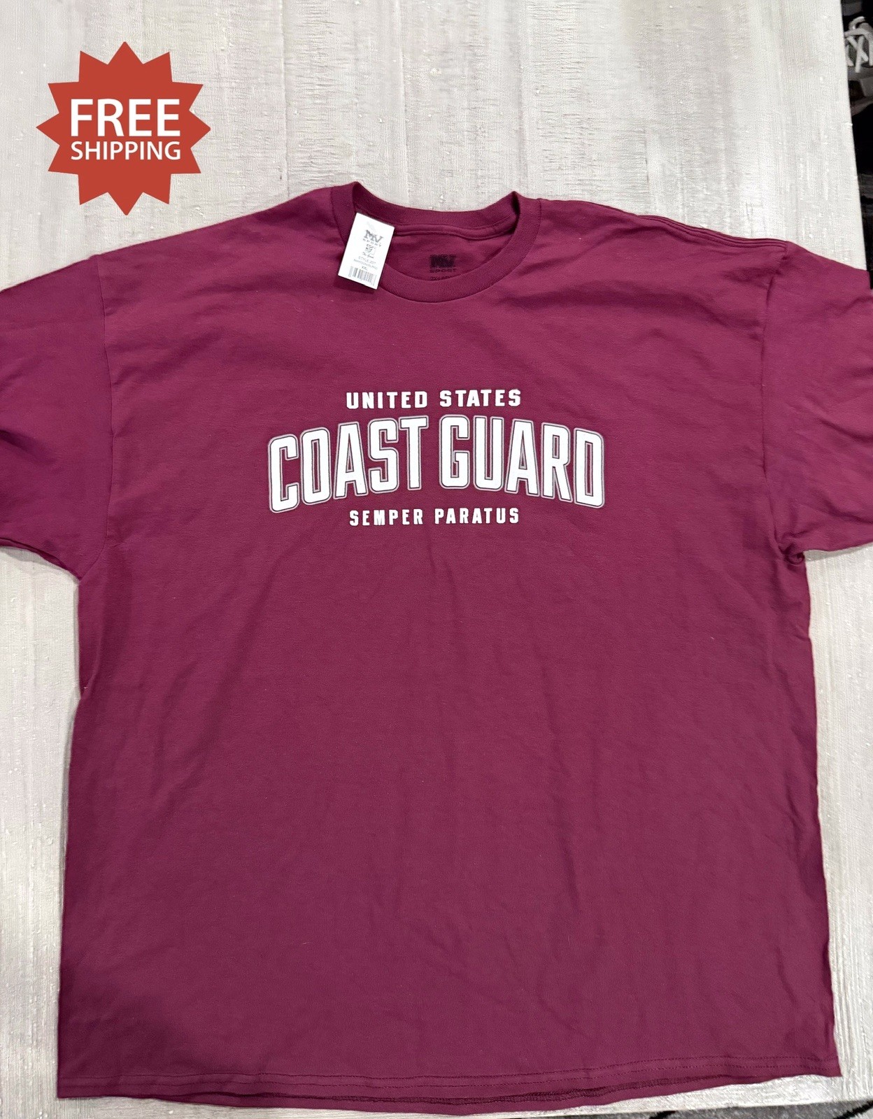 USCG U.S. Coast Guard Maroon Burgundy T-Shirt – Size XXL / 2XL – NEW WITH TAGS