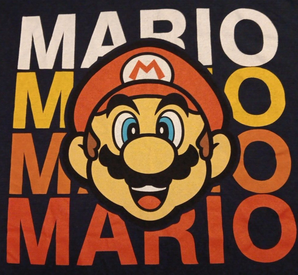 2022 Men's 3XLT Super Mario Blue Mario Head Graphic Video Game Collector T Shirt gallery