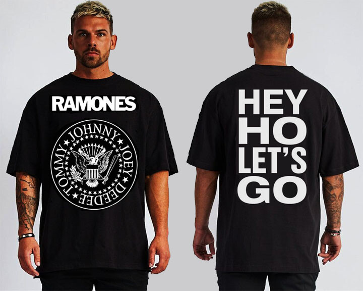 RAMONES HEY HO LETS GO  PUNK ROCK FRONT & BACK PRINT MEN’S SIZES