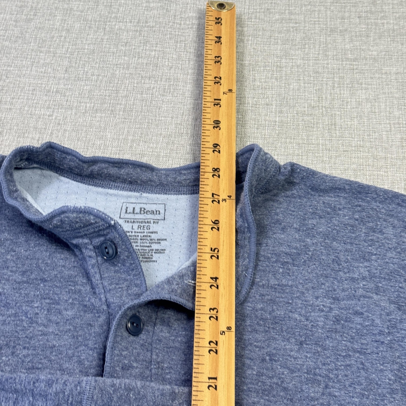 L.L. Bean Two-Layer River Driver Henley Wool Blend Shirt Mens L Blue Long Sleeve gallery