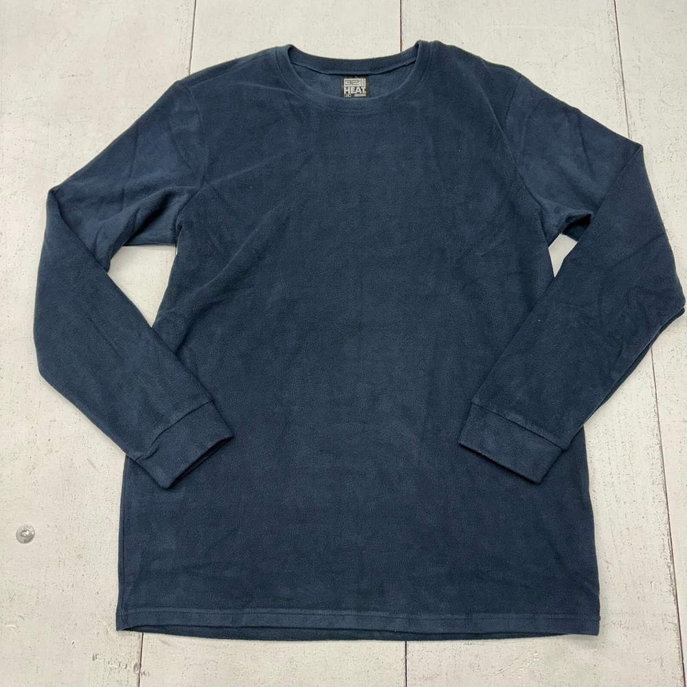 32 Degrees Heat Stormy Night Blue Long Sleeve Crew Neck Shirt Mens Size L NEW
