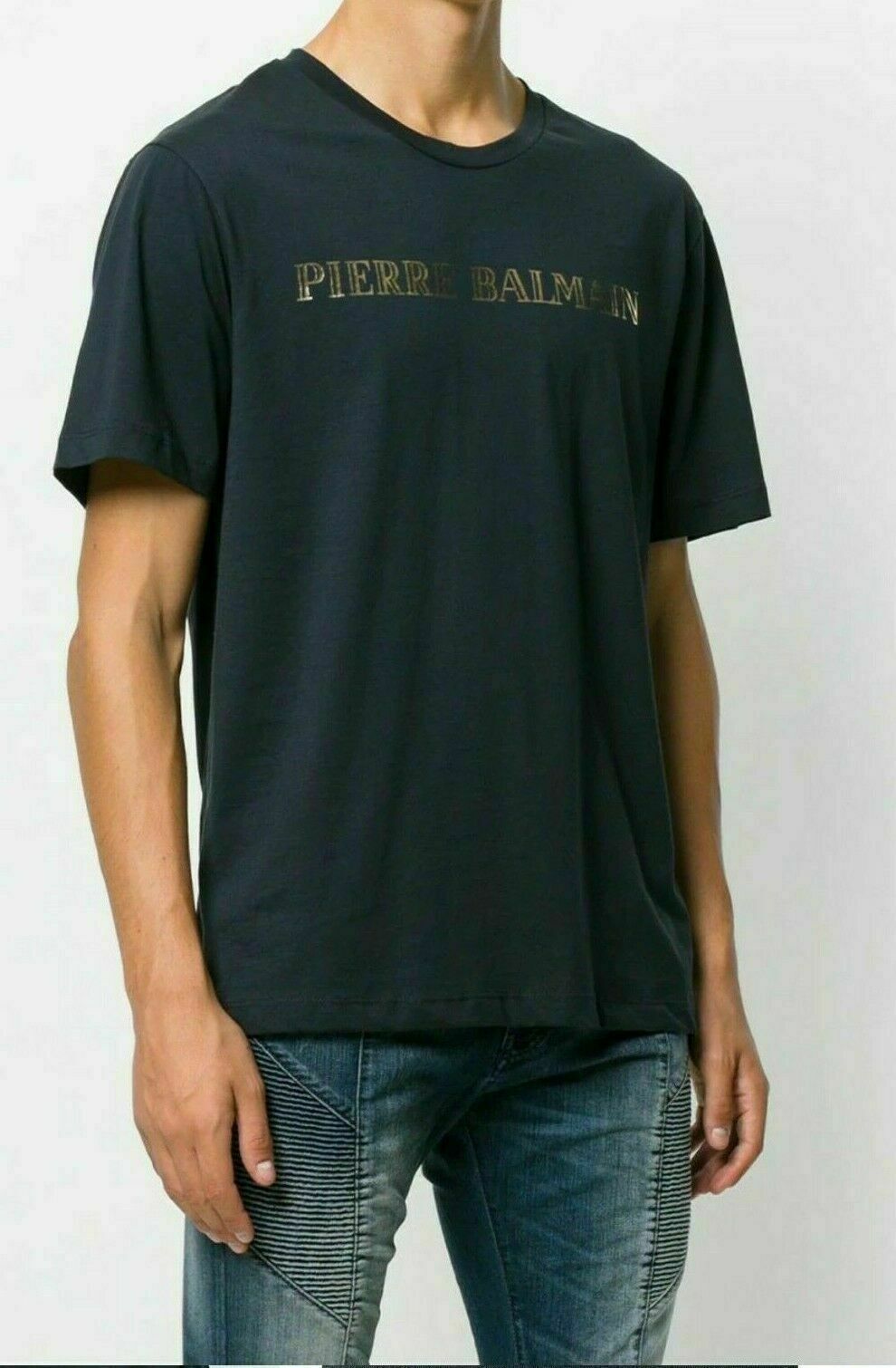 Pierre Balmain Mens Iconic Top Logoshirt Gold Logo Shirt Kurzarm T-Shirt 48 M gallery