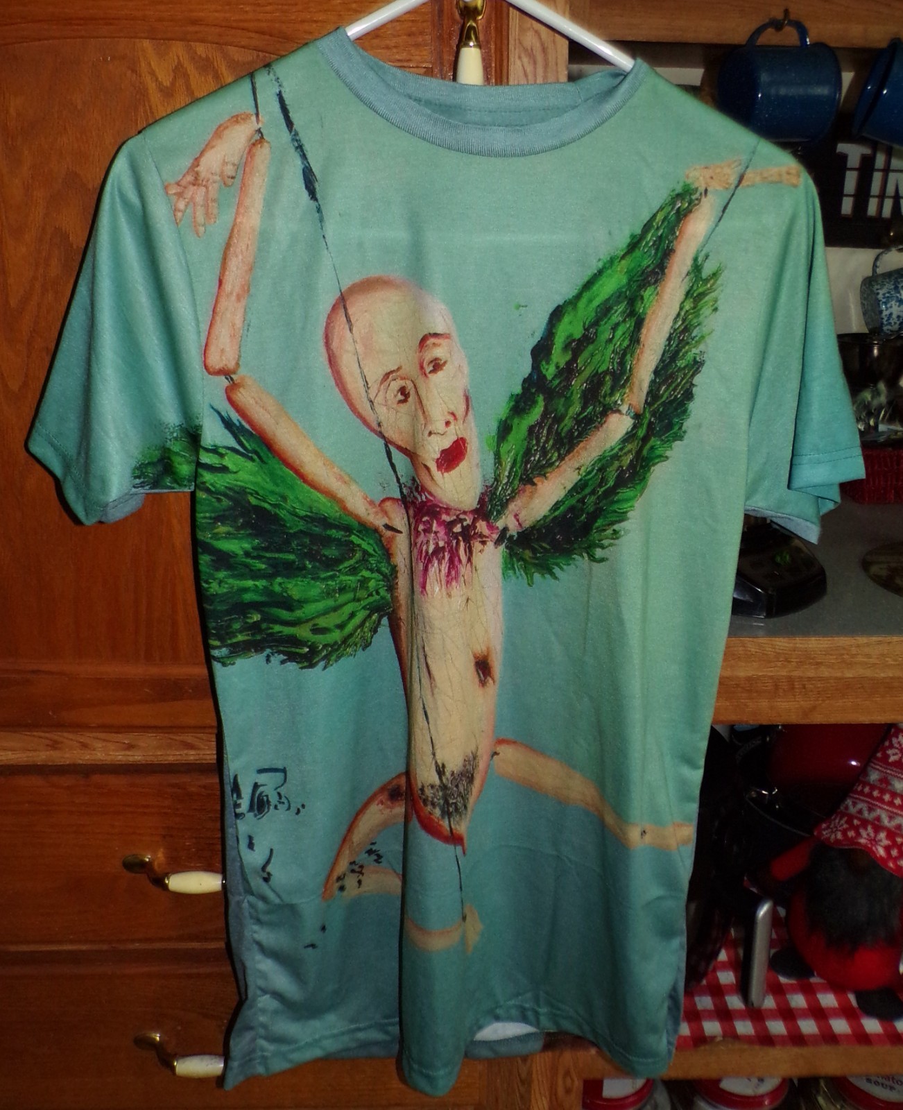 New Nirvana Kurt Cobain Bluish Green Art T Shirt Medium Adult gallery