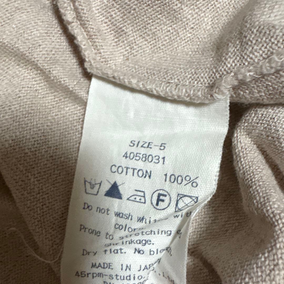 45rpm Crewneck T-shirt Beige Gray Blue Cotton Casual Used gallery