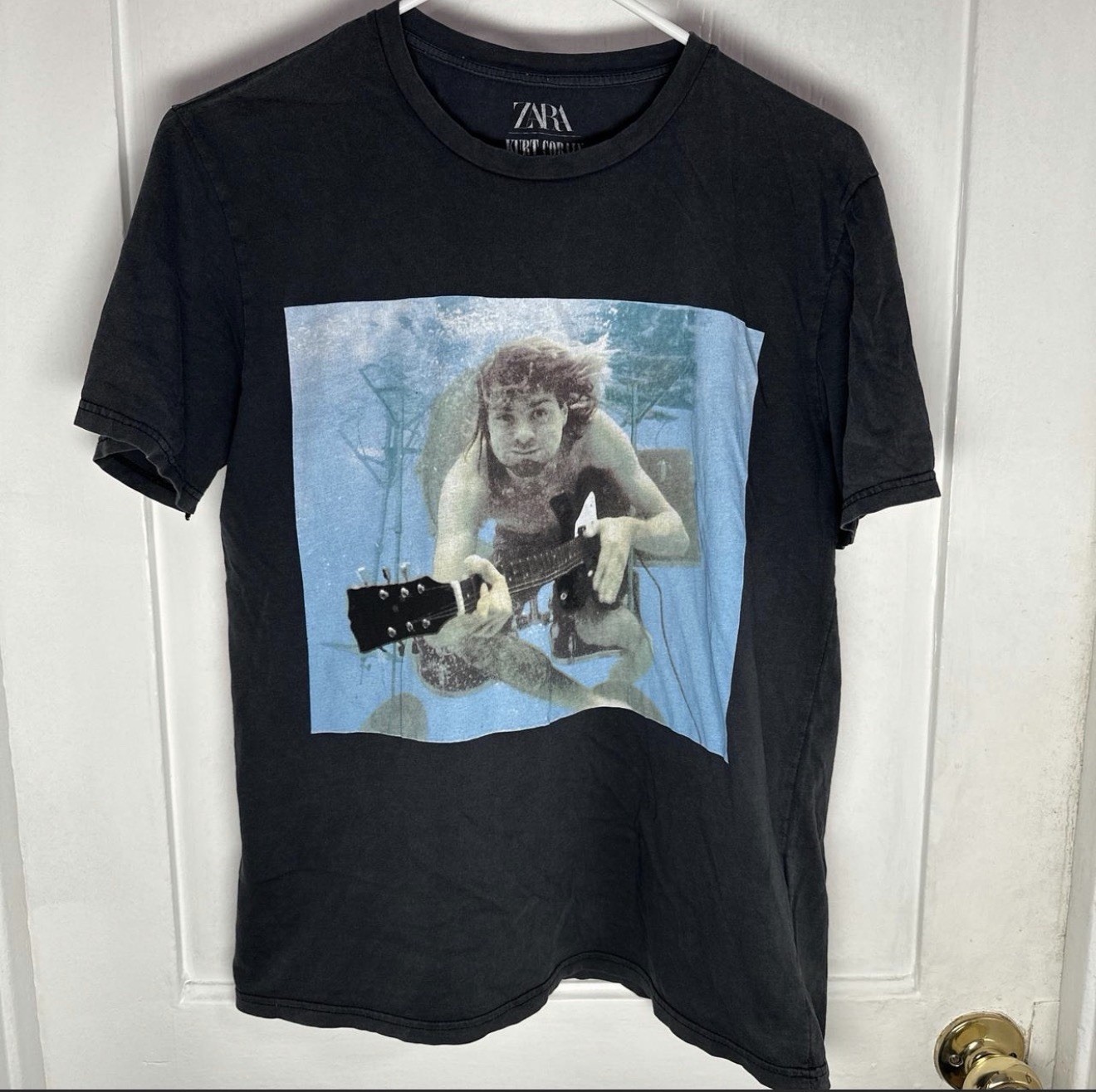Zara TRF Collection Men’s S Black Kurt Cobain Graphic Crew Neck T-Shirt gallery