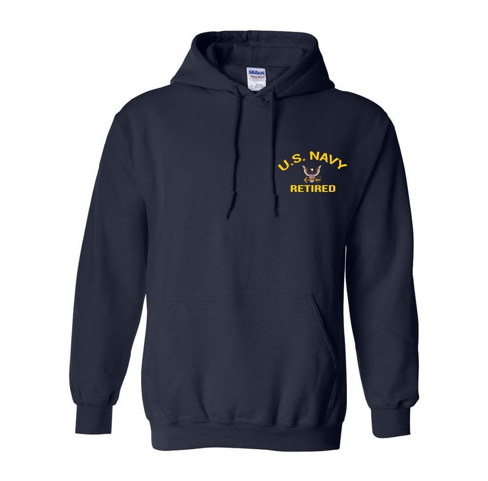 US Navy Retired Left Chest Hooded Sweatshirt Officially Licensed