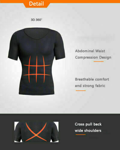 Men's Fashion Compression T-Shirt Body Shaper Crew Neck Muscle Workout Tank Top gallery